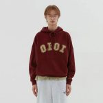 Oioi Rose朴彩英同款連帽衛衣 字母貼標 舒適寬鬆 棕色