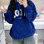 Oioi 5252 BY 經典字母貼布學院風連帽衛衣 男女同款 藍色